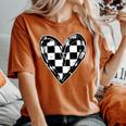 Race Car Checker Flag Racing Heart Auto Racer Women's Oversized Comfort T-Shirt Yam