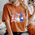 Red White Blue Pitbull Mom Dad American Us Flag 4Th Of July Women's Oversized Comfort T-Shirt Yam
