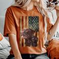 Retro Chocolate Lab With Usa Flag Chocolate Lab Dad Mom Women's Oversized Comfort T-Shirt Yam