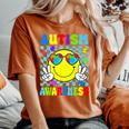 Retro Groovy Autism Awareness Hippie Smile Face Boy Girl Kid Women's Oversized Comfort T-Shirt Yam