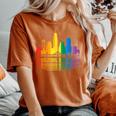 Retro Oakland Skyline Rainbow Lgbt Lesbian Gay Pride Women's Oversized Comfort T-Shirt Yam