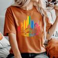 Retro Pittsburgh Skyline Rainbow Lgbt Lesbian Gay Pride Women's Oversized Comfort T-Shirt Yam