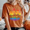 Retro Rochester Skyline Rainbow Lgbt Lesbian Gay Pride Women's Oversized Comfort T-Shirt Yam