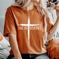He Is Risen Pocket Christian Easter Jesus Religious Cross Women's Oversized Comfort T-Shirt Yam