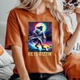 He Is Rizzin Christian Ice Hockey Lover Jesus Meme Religious Women's Oversized Comfort T-Shirt Yam