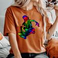 Skeleton On Skateboard Rainbow Skater Graffiti Skateboarding Women's Oversized Comfort T-Shirt Yam