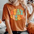 Stay Groovy Hippie Peace Sign Retro 60S 70S Women Women's Oversized Comfort T-Shirt Yam