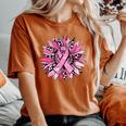 Sunflower Pink Breast Cancer Awareness Girls Warrior Women's Oversized Comfort T-Shirt Yam