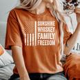 Sunshine Whiskey Family & Freedom Usa Flag Summer Drinking Women's Oversized Comfort T-Shirt Yam