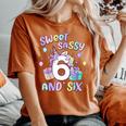 Sweet Sassy And Six Unicorn 6Th Birthday Party Girls Women's Oversized Comfort T-Shirt Yam