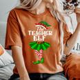 Teacher Elf Christmas Costume Matching Family Elf Squad Women's Oversized Comfort T-Shirt Yam