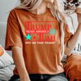 Trump Hawk Tuah Viral Humor Meme Video Girl 24 Tua Women's Oversized Comfort T-Shirt Yam