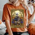 Vintage Floral Tarot Card The Reader Reading Skeleton Nerd Women's Oversized Comfort T-Shirt Yam