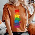 Vintage Lgbt Cat Stack Rainbow Gay Pride For Cat Lover Women's Oversized Comfort T-Shirt Yam