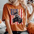 Vintage Motorcycle American Flag Helmet Biker Women's Oversized Comfort T-Shirt Yam