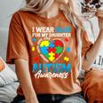 I Wear Blue For My Daughter Autism Awareness Month Heart Women's Oversized Comfort T-Shirt Yam