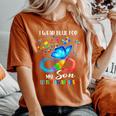 I Wear Blue For My Son Autism Awareness Mom Dad Women's Oversized Comfort T-Shirt Yam