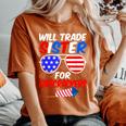 Will Trade Sister For Firecrackers 4Th Of July Women's Oversized Comfort T-Shirt Yam