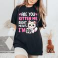 10Th Birthday For Girl 10Yr Ten 10 Year Old Kitten Cat Women's Oversized Comfort T-Shirt Black