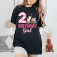 2Nd Birthday Outfit Girl Two Year Old Farm Cow Pig Tractor Women's Oversized Comfort T-Shirt Black