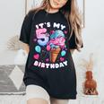 5Th Birthday Girl 5 Years Ice Cream Number 5 Women's Oversized Comfort T-Shirt Black