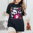 8 Years Old 8Th Birthday Panda Hearts Cute Girl Party Women's Oversized Comfort T-Shirt Black