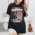 This Is America We Eat Meat We Drink Beer On Back Women's Oversized Comfort T-Shirt Black