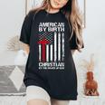American Flag Cross Patriotic Religious Christian Usa Faith Women's Oversized Comfort T-Shirt Black
