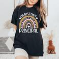 Assistant Principal Back To School First Day Rainbow Leopard Women's Oversized Comfort T-Shirt Black