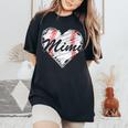 Baseball Mimi Retro Heart Baseball Grandma Mother's Day Women's Oversized Comfort T-Shirt Black