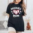 Baseball Mom Heart Family Matching Mommy Mama Women Women's Oversized Comfort T-Shirt Black
