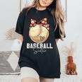 Baseball Sister Leopard Mother's Day Girls Womens Women's Oversized Comfort T-Shirt Black