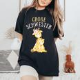 Big Sister Giraffe Become Sister Women's Oversized Comfort T-Shirt Black