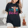 It Is My Birthday Good Time Giraffe Party Animal Colorful Women's Oversized Comfort T-Shirt Black