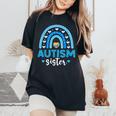 Blue Rainbow Autism Awareness Sister Heart Puzzle For Girls Women's Oversized Comfort T-Shirt Black