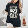 In My Boy Mom Era With Checkered Pattern Groovy Mom Of Boys Women's Oversized Comfort T-Shirt Black