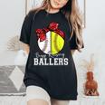 Busy Raising Ballers Softball Baseball Mama Mom Women's Oversized Comfort T-Shirt Black