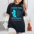 Butterfly For My Daughter Support Cervical Cancer Awareness Women's Oversized Comfort T-Shirt Black