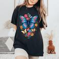 Butterfly With Flowers I Aesthetic Butterfly Women's Oversized Comfort T-Shirt Black