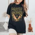 Camo Heels Prayer Warrior Faith-Inspired Christian Women's Oversized Comfort T-Shirt Black