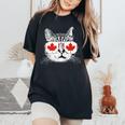 Canada Flag Canadian Cat Sunglasses Women Women's Oversized Comfort T-Shirt Black