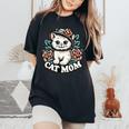 Cat Mom Happy For Cat Lovers Family Matching Women's Oversized Comfort T-Shirt Black