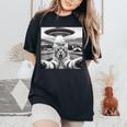 Cat Selfie With Alien Ufo Cat For Kid Women's Oversized Comfort T-Shirt Black