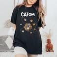 Catom Science Teacher Chemistry Lover Physics School Cat Women's Oversized Comfort T-Shirt Black