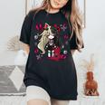 Chibi Kawaii Emo Pastel Goth Girl With Sad Bunny Women's Oversized Comfort T-Shirt Black