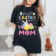 Chick Bunny Flowers Happy First Easter Day As A Mom Mother Women's Oversized Comfort T-Shirt Black