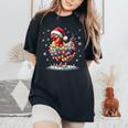 Chicken Santa Christmas Light Xmas Chicken Pajamas Women's Oversized Comfort T-Shirt Black