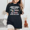 Only Child Promoted To Big Sister Of Twins Effective 2024 Women's Oversized Comfort T-Shirt Black