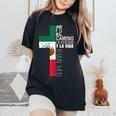 Christian Spanish Jesus Religious Bible Verse Mexican Flag Women's Oversized Comfort T-Shirt Black