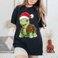 Christmas Lights Turtle Wearing Xmas Hat Sea Turtle Lover Women's Oversized Comfort T-Shirt Black